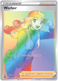 Worker 209/195 - SWSH Silver Tempest - Secret Rare Rainbow Full Art Trainer